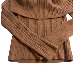 Express Off-the-Shoulder Tan Sweater